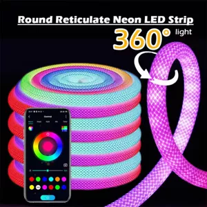 5m 360° Round RGBIC LED Neon Rope Light Strip 5V IP67 Indoor Outdoor Home Decor - Picture 1 of 23