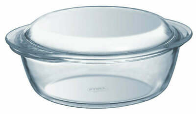 Pyrex Glass Round Casserole Dish With Lid 1.6L - Transparent • 12.33£