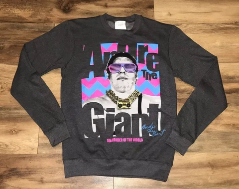 Andre The Giant Retro Neon Graphic Crew Neck Sweatshirt Mens Medium M Wrestling Cover