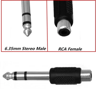 100pcs 6.35mm 1/4" Male Plug Stereo to RCA Phono Female Audio Adapter Converter - Image 1 of 4