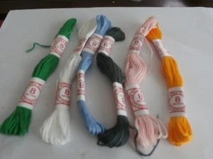 BUNDLE OF 6 EMBROIDERY THREADS 8 MTRS IN EACH COLOUR#19 - Picture 1 of 1