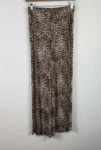 Decjuba women's pants leopard print high rise wide leg elastic back Size S - Foto 1 di 12