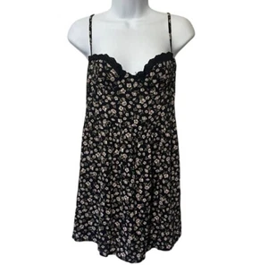 Mini abito nero floreale Sky to Moon - taglia small scollo a cuore boho ragazza - Foto 1 di 9
