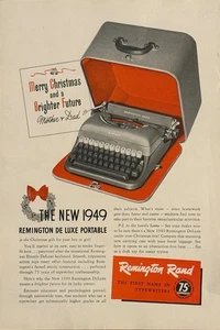 Remington Rand Print Ad Christmas 1949 Remington De Luxe Portable Typewriter - Picture 1 of 1
