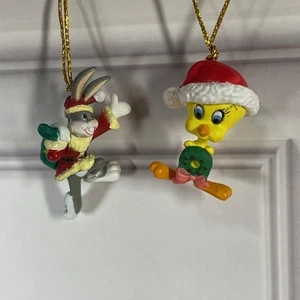 Vintage 1995 Warner Bros Looney Tunes Weihnachten Miniatur Ornamente Bugs Tweety 2 - Bild 1 von 11