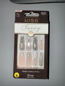 Kiss Premium Classy Nails XL X-Long Sargnägel 86585 Strass & Glitzer - Bild 1 von 2