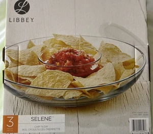 Brand New Libbey Glass Selene 3 Piece Chip & Dip Set - Picture 1 of 2