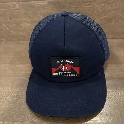 Helly Hansen Hat Cap Snap Back Navy Blue Mesh Trucker Patch Outdoor Mens - Image 1 of 4