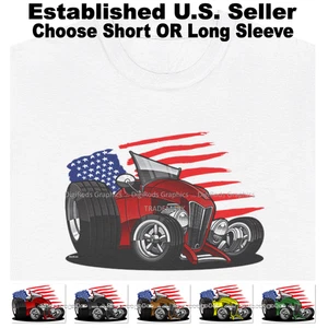 DigiRods Hot Rod 1930s Convertible Custom American Cartoon Car White T-Shirt - Bild 1 von 8