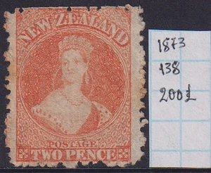 NZ New Zealand QV 1873 2d vermillion No Wm SG#138 - 200£ MH* & Very Fine - Picture 1 of 1