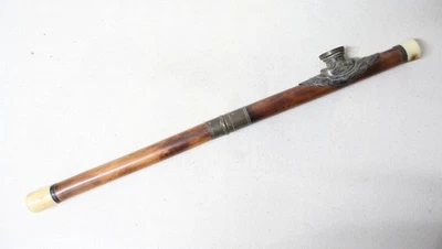 Ancienne Pipe de Voyage Bambou et Métal Dévissable Chine XIX-XXème siècle - Photo 1/4