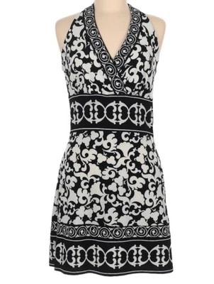 Mini Vestido Boho Halter Cachemira Mercado Negro Casa Blanca Para Mujer Talla Pequeña Línea A Foto 1 de 4