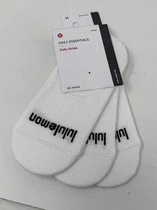 Paquete de 3 calcetines Lululemon Daily Stride No Show blancos talla M - Imagen 1 de 3