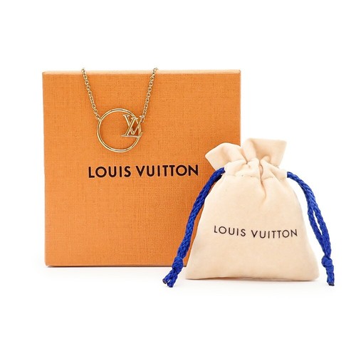LOUIS VUITTON（LV） Collana Louis Vuitton LV ciondolo eclissi M00762 metallo oro lunghezza totale 46 cm