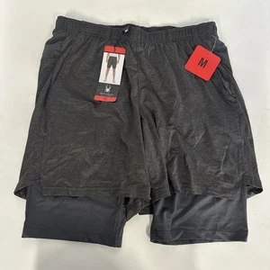 Spyder Active Mens Performance Reflective Stretch Shorts Dark Gray NEW MEDIUM M - Picture 1 of 15