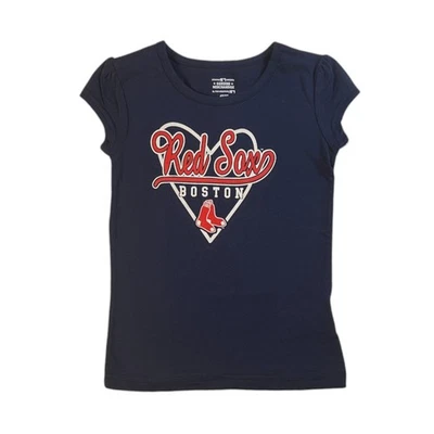 Camiseta MLB Boston Red Sox para niñas pequeñas manga aleteada en azul marino, 4T Foto 1 de 3
