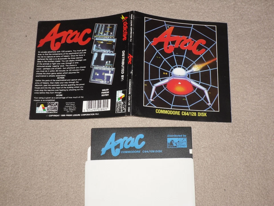 *** Commodore C64 OVP Spiel DISK --- ARAC von Addictive/Prism Leisure Corp. *** - Bild 1 von 1