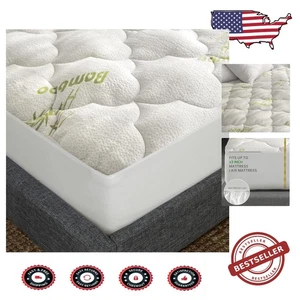 Comfortable Noiseless King Mattress Pad - Deep Pocket, Protective Bamboo Layer - Picture 1 of 8