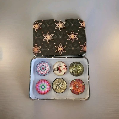 Handmade Magnet 6 Pcs. Set Decorative  For Ref Memo Board In Metal Gift Box - Image 1 of 4