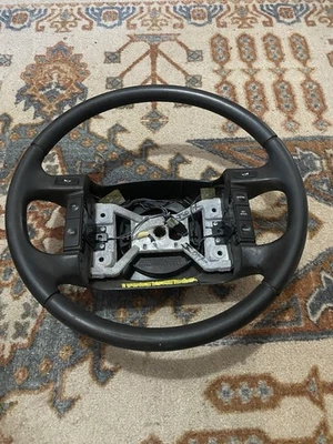 1994 1995 1996 Ford Bronco OBS F150 Black Leather Steering Wheel OEM  94 95  96 - Image 1 of 4