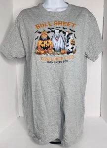 Halloween Tee Shirt Spook Bull Sheet Cows Boo Gray Size Medium. - Ships Today - Picture 1 of 6