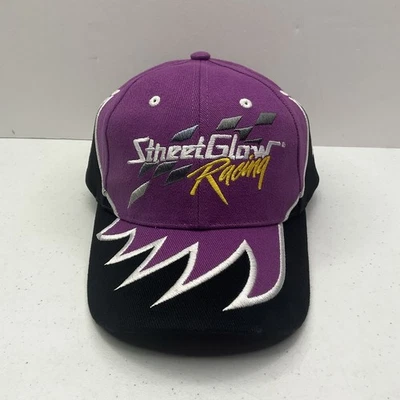Винтажная уличная светящаяся гоночная кепка с зубами акулы фиолетовая черная с ремешком сзади - Изображение 1 из 4
