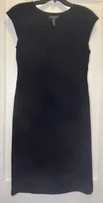 Vestido Ralph Lauren talla 10 negro manga gorra forrado aberturas para mujer línea A Foto 1 de 4