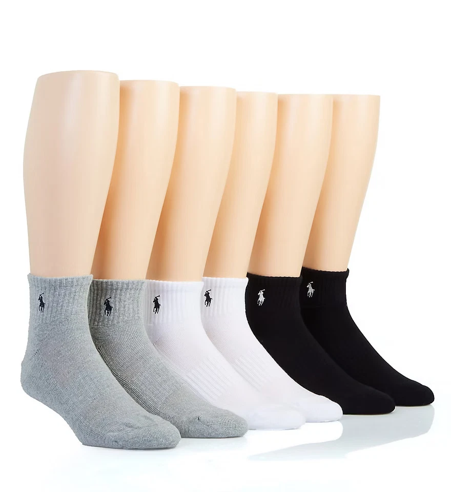 Polo Ralph Lauren 824480PK Rib Cuff Cushioned Quarter Socks - 6 Pack - Image 1 of 1