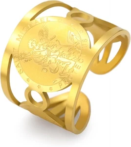 TEAMER Saint Michael Ring Edelstahl verstellbar St. Gold  - Bild 1 von 7