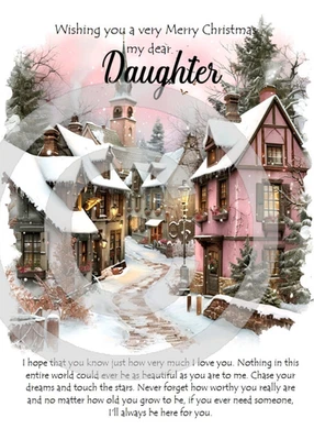 PICKTURE-THIS For MY Dear Daughter At Christmas Time A5 Size Christmas Card and Red Envelope