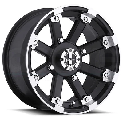 12x8 Black Machined Wheels Vision ATV 393 Lockout 5x114.3 -10.2 (Set of 4)  79.4 - Image 1 of 3