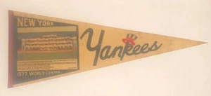 1977 Yankees World Series Champions Pennant Team Photo Vintage 30x12 Munson - Picture 1 of 7