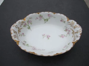 VTG Haviland Limoges Pink Roses With Gold Border 9.25" Long Oval Serving Bowl - Picture 1 of 6