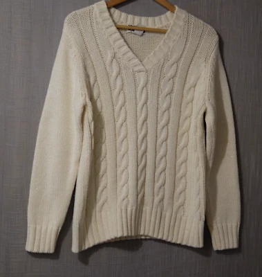 Suéter Pullover Para Mujer De Colección Route 66 Tejido con Cable Blanco/Metálico XL #H78-19 Foto 1 de 4
