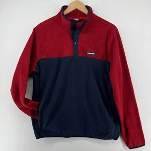 LANDS END Fleece Men M 38-40 Polar 1/4 T-Snap Colorblock Sweatshirt Pullover Red - Picture 1 of 16