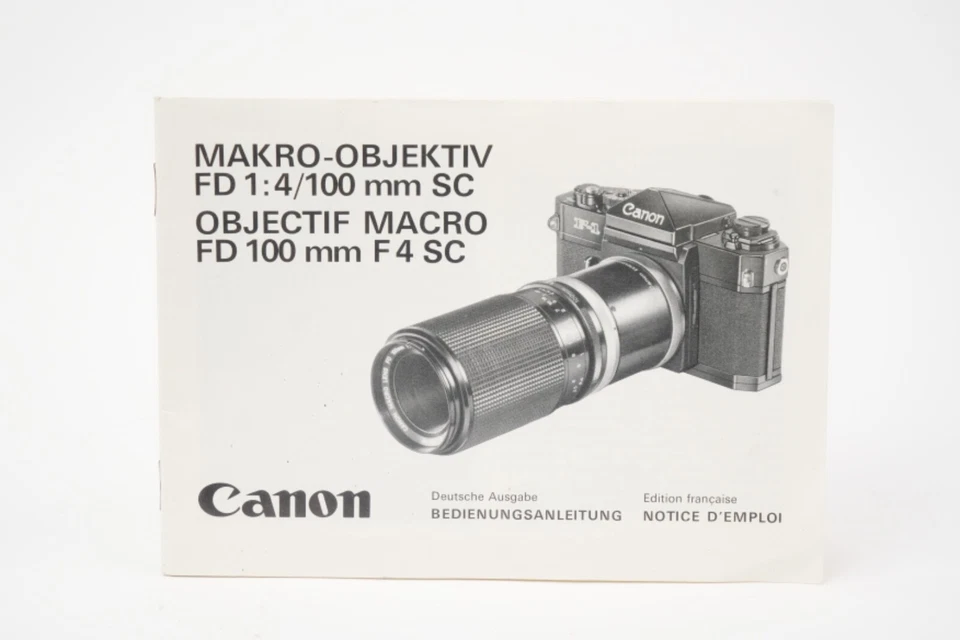 Manual de instrucciones para Canon Macro FD 100mm f/4 SC (Alemán y Francés) - Imagen 1 de 4