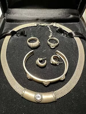 Vtg Joseph Esposito Jewelry Set, SS 925 (Necklace, Bracelet, Earrings, 2Rings). - Image 1 of 4