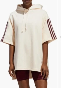 Adidas x Ivy Park Oversized Hoodie Short Sleeve Sweatshirt Size M Grosgrain Ecru - Picture 1 of 19