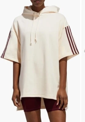Adidas x Ivy Park Oversized Hoodie Short Sleeve Sweatshirt Size M Grosgrain Ecru - Image 1 of 4