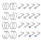 32pcs Nose Hoop Rings L Shaped Pin Studs 20g Surgical Steel Piercing Jewelry Set