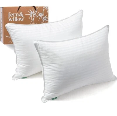 Fern and Willow Pillows for Sleeping - Set of 2 Queen Size Down Alternative Pill - Image 1 of 4