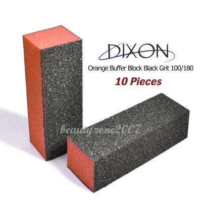 Tampón de uñas Dixon naranja negro grano 100/180 para uñas de gel acrílico UV (paquete de 10) Foto 1 de 4
