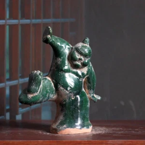 Chinese Han Dynasty Green-Glazed Terracotta Wrestler Figurine Martial Sculpture - Picture 1 of 4