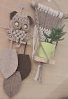 macrame plant hanger and Owl Wall Hanging Set