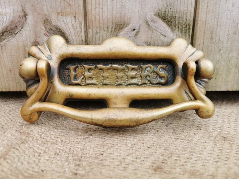 Vintage Victorian Brass Door Knocker Letter Box Cover