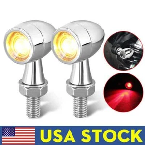 Mini intermitente LED para moto luz de giro freno rojo ámbar cromo universal - Imagen 1 de 13