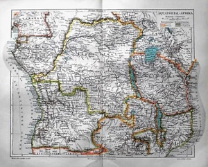 1902 Orig.Geograph.Map Of EQUATORIAL AFRICA, - Scala 1:13 000.000 Meyers - Imagen 1 de 1