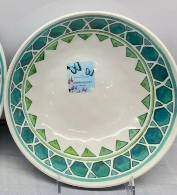 Juego de 2 piezas Melamina Azul Teal Abstracto Ensalada Cuenco para Servir Cynthia Rowley 9" Nuevo Foto 1 de 3