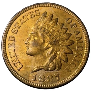 1887 1c Indian Head Penny Red, Uncirculated - Picture 1 of 24