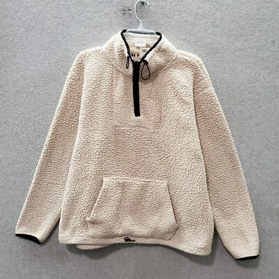 Suéter Rosa Victorias Secret Mujer Grande Beige Sherpa 1/4 Cremallera Manga Larga Simulado Foto 1 de 4